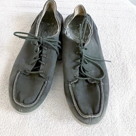 OluKai Manoa Mens 10.5 Casual Oxfords Lace Up Shoes Canvas Slip On Gray Comfort - Picture 3 of 12